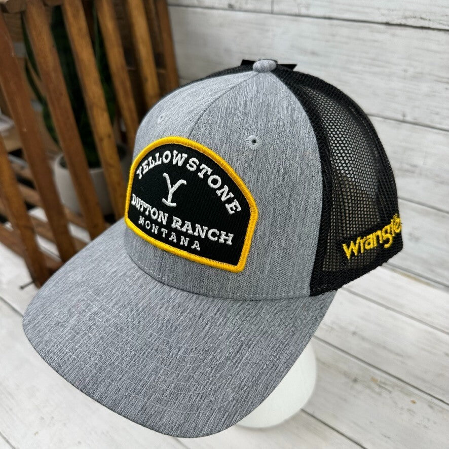 Wrangler Yellowstone Dutton Ranch Montana Snapback Hat Gray Black NWT