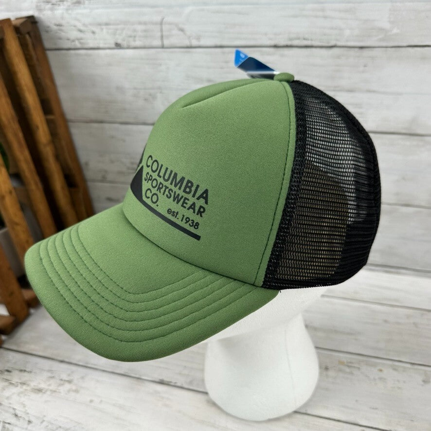 Columbia Sportswear Hat Green Black Camp break Foam Mesh Snapback Trucker NWT