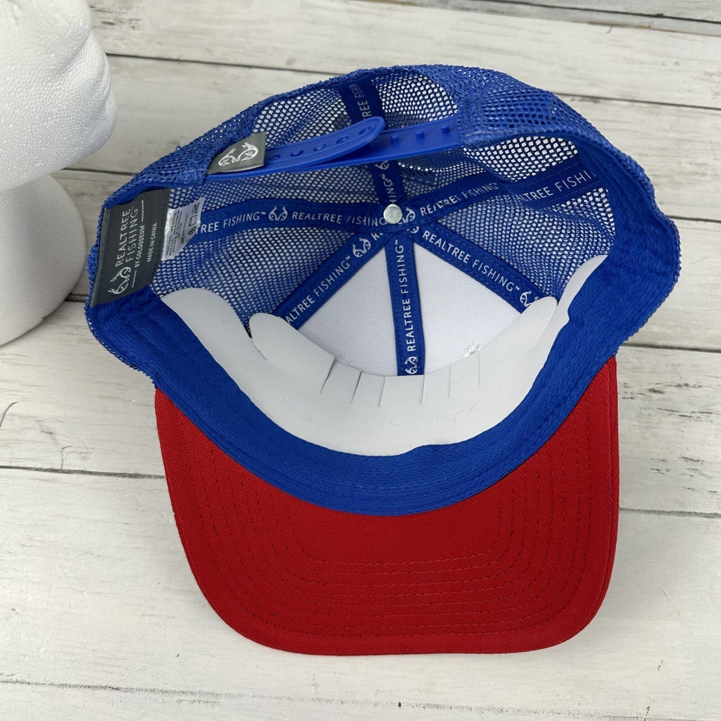 Realtree Patch Baseball Trucker Hat Mesh Red Blue White Outdoor Cap Fish Snap