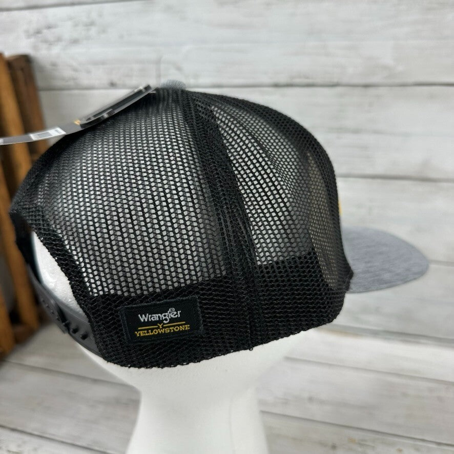 Wrangler Yellowstone Dutton Ranch Montana Snapback Hat Gray Black NWT