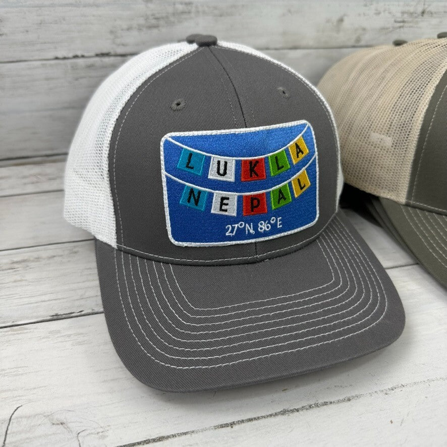 Lot of 11 Lukla Nepal Gray White tan Snapback Hat Outdoor Cap Patch logo travel