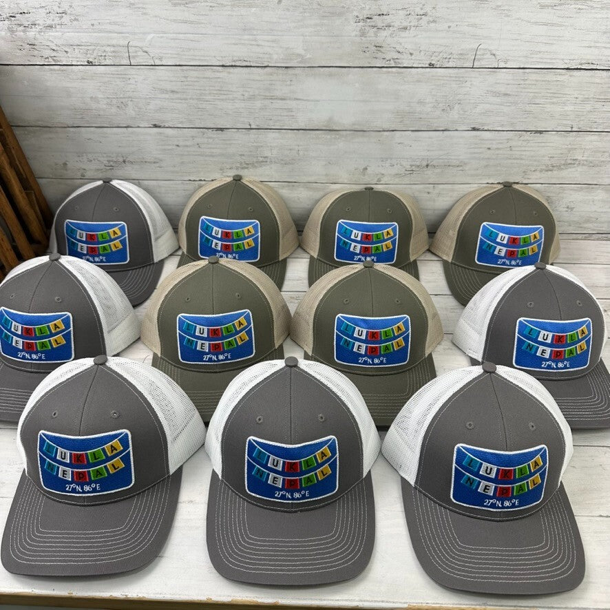 Lot of 11 Lukla Nepal Gray White tan Snapback Hat Outdoor Cap Patch logo travel