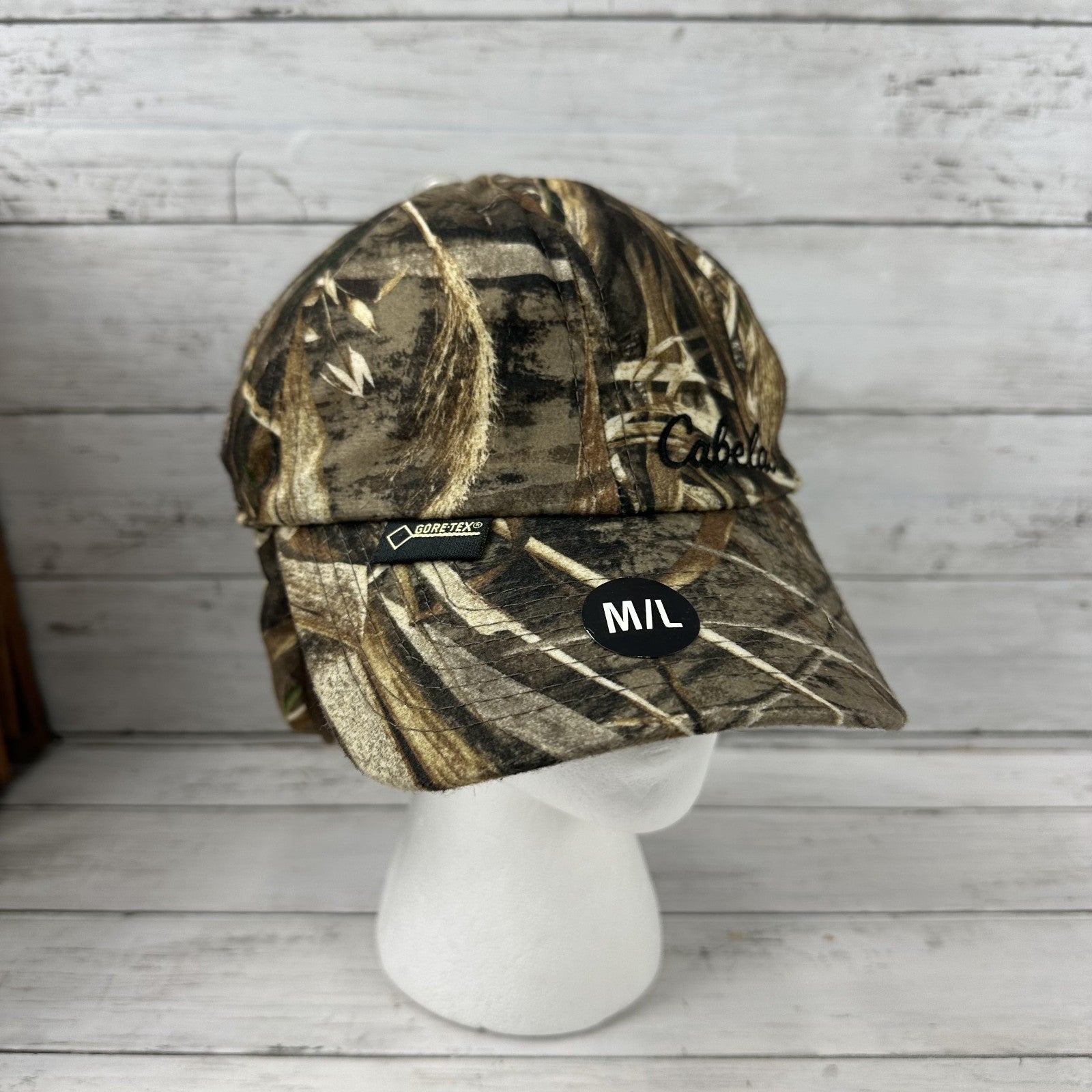 Cabelas Men’s Gore-Tex Thinsulate Camo Hat Size M/L Ear Flaps Hunting Vintage