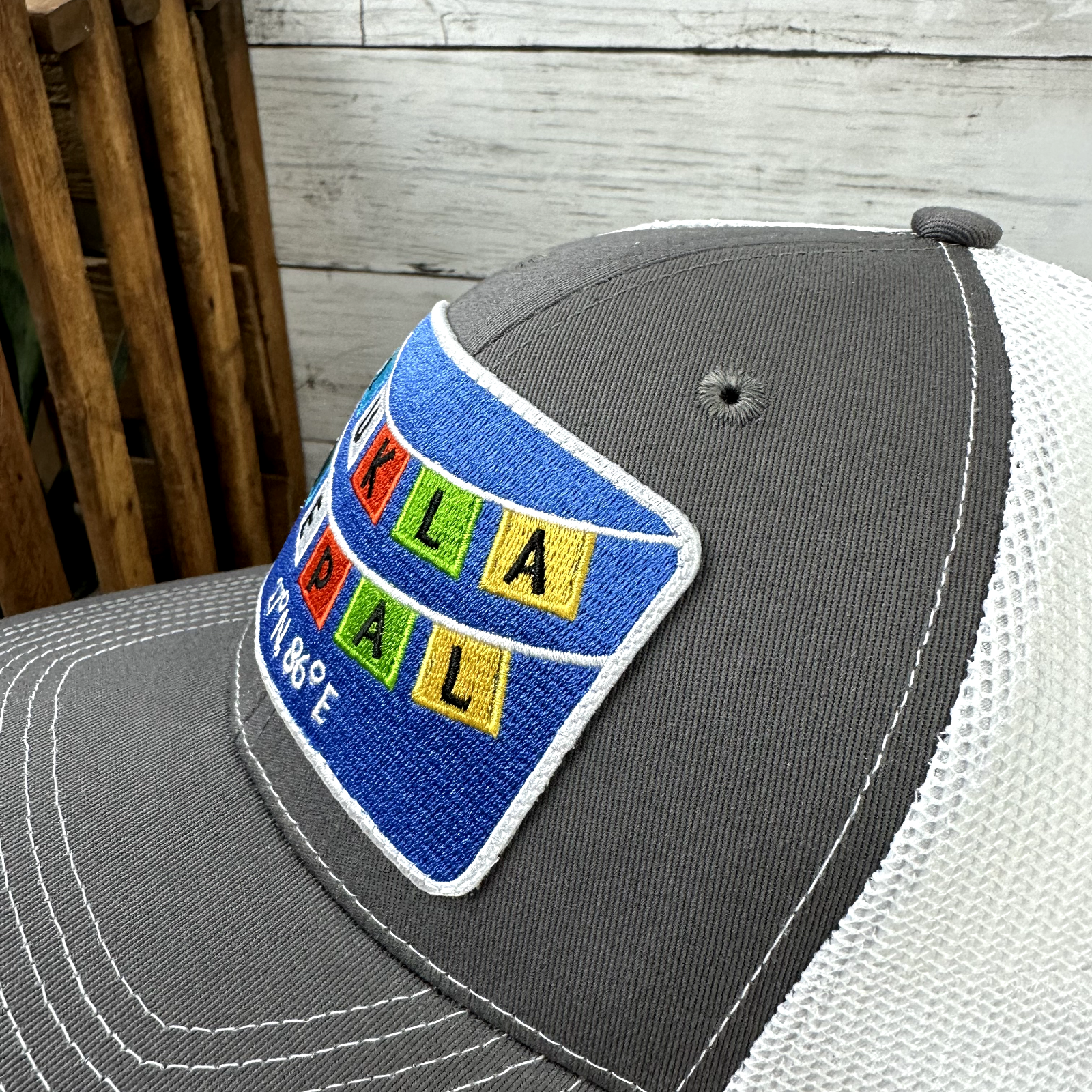 Lukla Nepal Gray White Snapback Hat Outdoor Cap Patch logo travel new w/out Tags