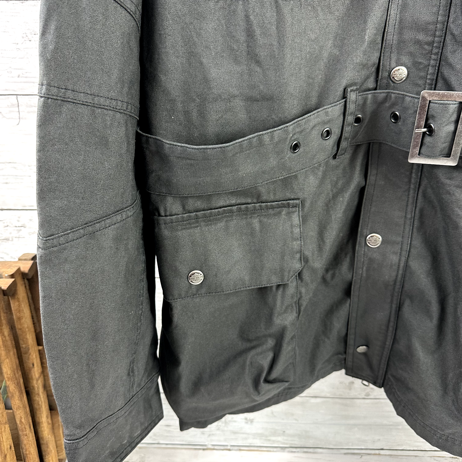 Harley Davidson #1 Riding Jacket Men's Size XL Dark Gray Belted Limited 97403