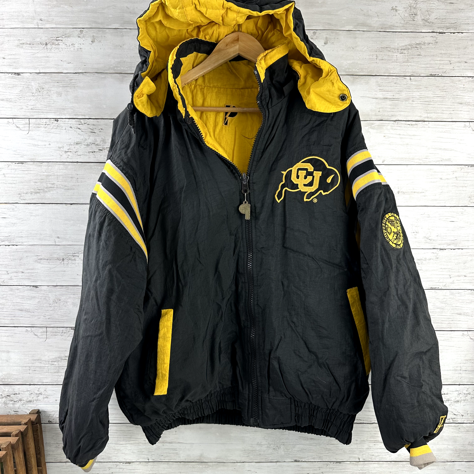 Vtg CU Colorado Buffalos Pro Player Reversible Puffer Jacket Size Large Football