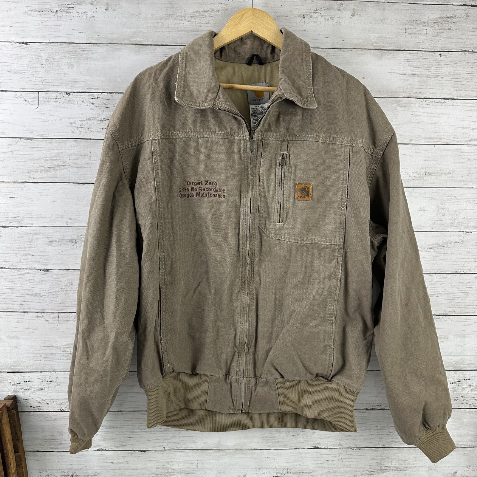 Carhartt Jacket Mens XL J163 MUS Wylie Tan Collared Full Zip Lightweight Bomber
