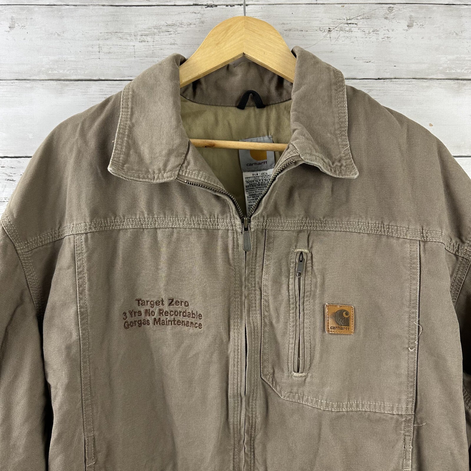 Carhartt Jacket Mens XL J163 MUS Wylie Tan Collared Full Zip Lightweight Bomber