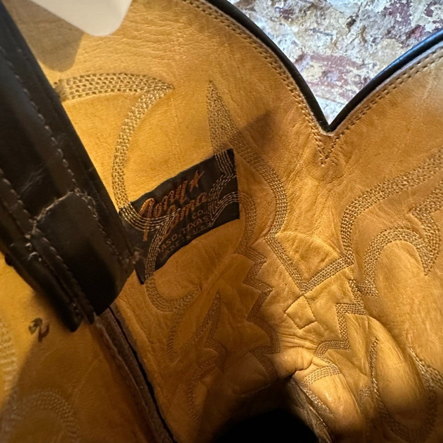 Tony Lama 8012 Men’s 9 D Black Brown Lizard Skin Cowboy Western Boots USA