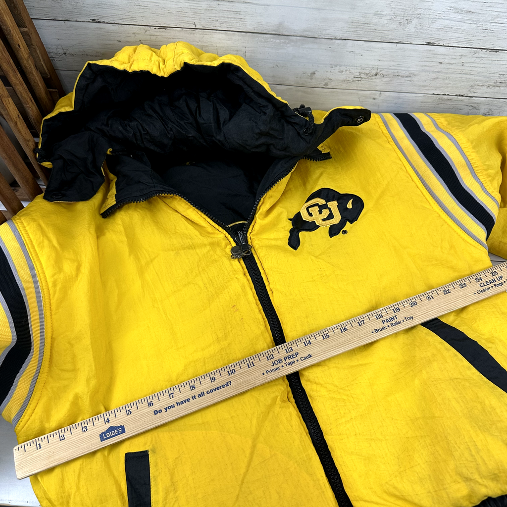 Vtg CU Colorado Buffalos Pro Player Reversible Puffer Jacket Size Large Football