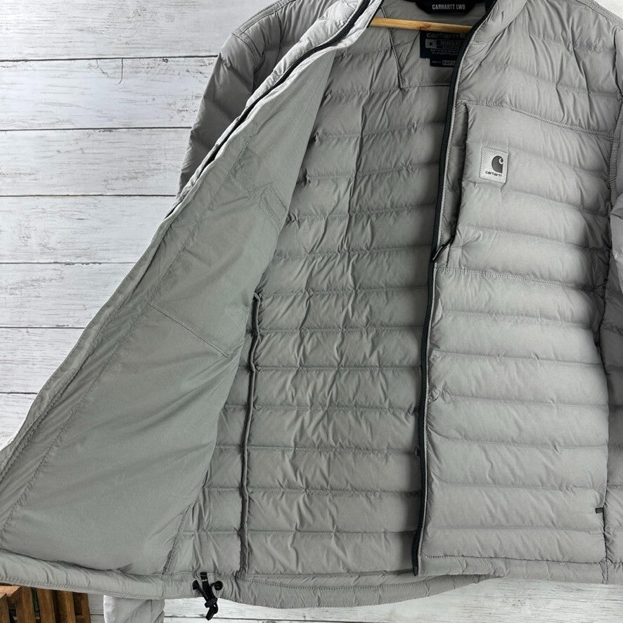 Carhartt LWD Men's Medium Relaxed Fit Stretch Puffern Jacket Asphalt Gray NWOT
