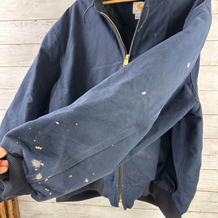 Carhartt Jacket Mens lined Dark Navy Blue DNY 2XL Hooded