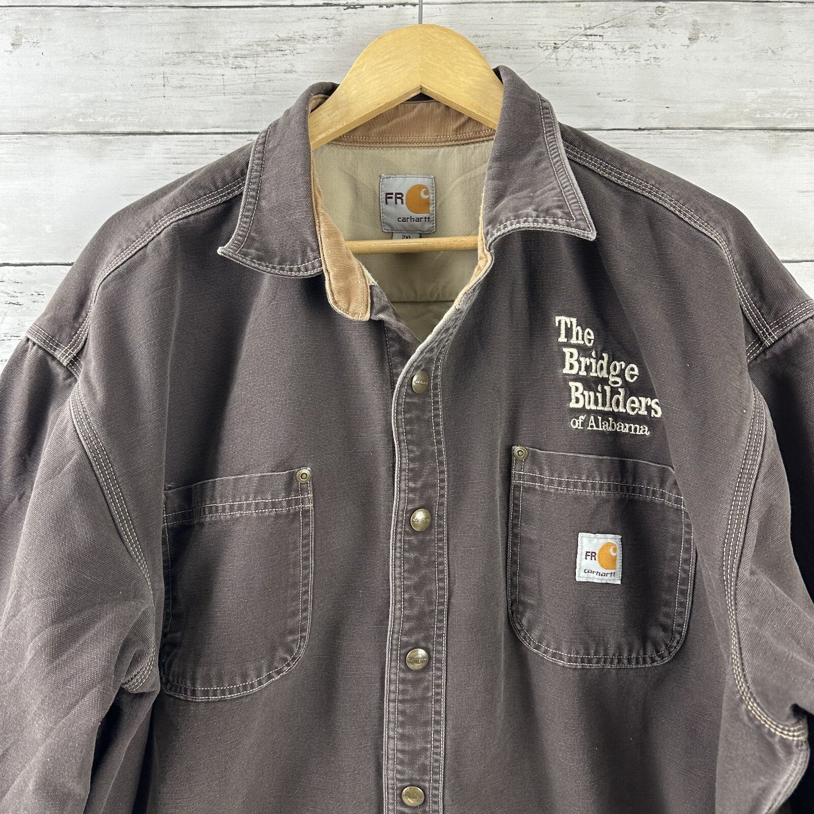 Carhartt FR Flame Resistant Canvas Shirt Jacket Mens 2XL Lined CAT 3 Brown
