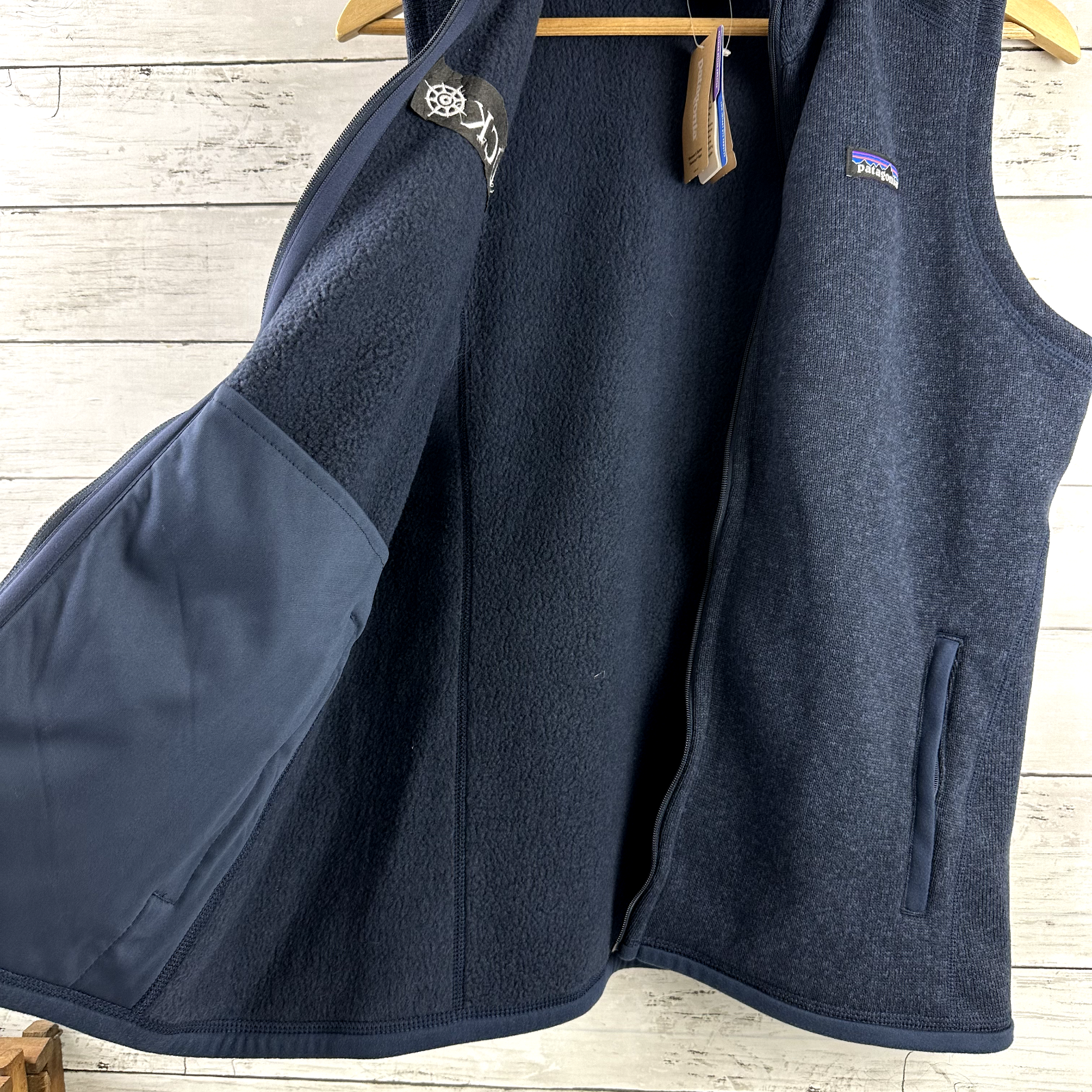 Patagonia Better Sweater Vest Womens L Navy Blue Corporate Logo Zip New