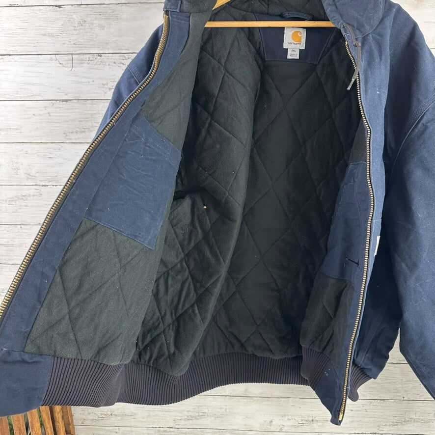 Carhartt Jacket Mens lined Dark Navy Blue DNY 2XL Hooded