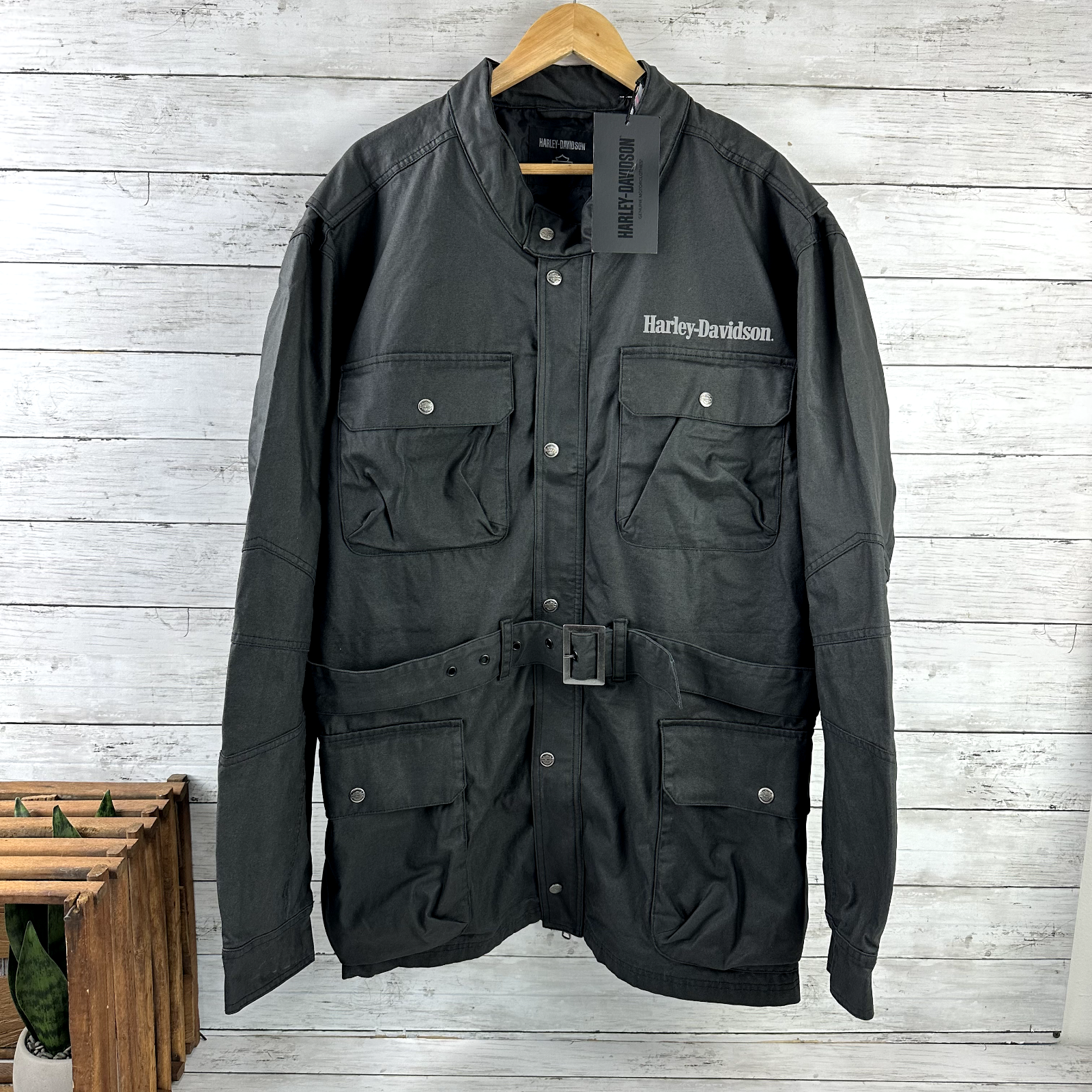 Harley Davidson #1 Riding Jacket Men's Size XL Dark Gray Belted Limited 97403