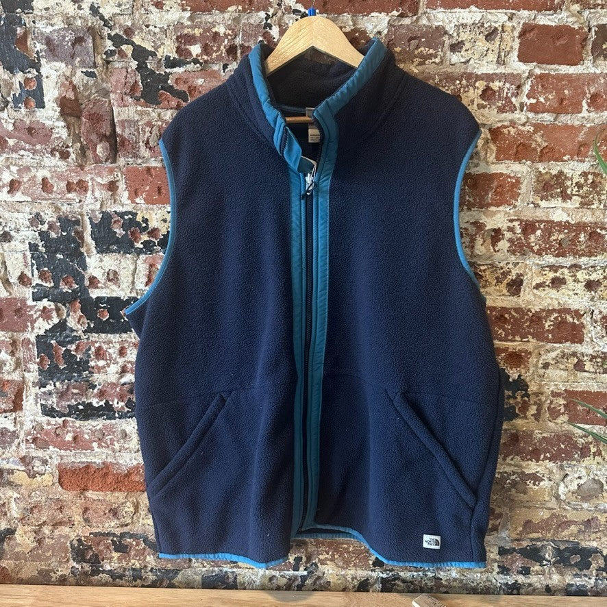 The North Face Fleece Vest Mens 2XL Blue Full Zip Jacket Carbondale