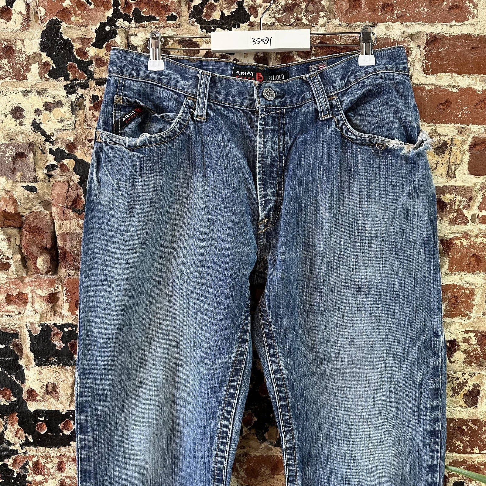 Ariat M5 FR Relaxed Boot cut Leg Blue Jeans Men's 35x34