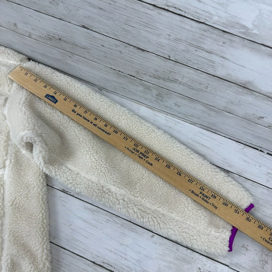 North Face Women Large Extreme Pile Fleece 1/2 Zip Pullover Jacket Crop Cream