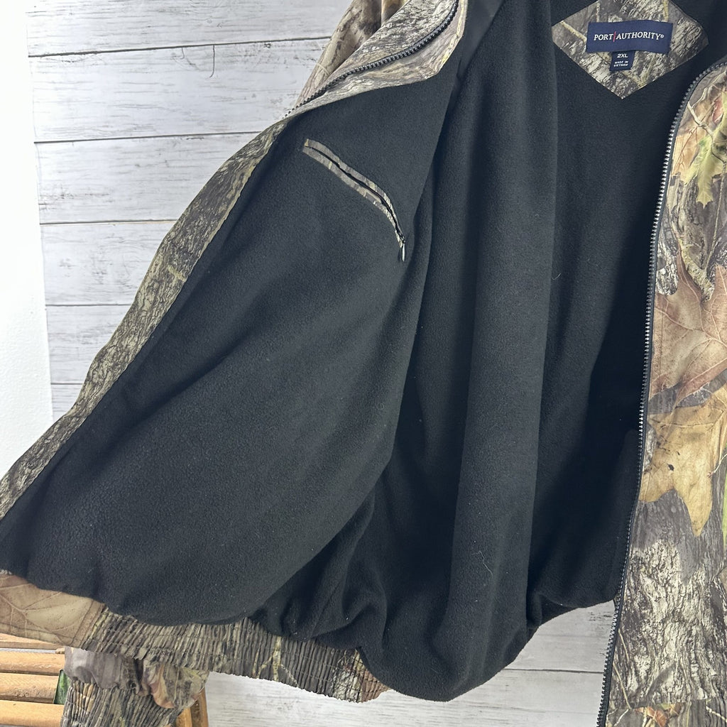Port Authority Bomber Jacket Mens Size 2XL Green Camouflage Full Zip Collared
