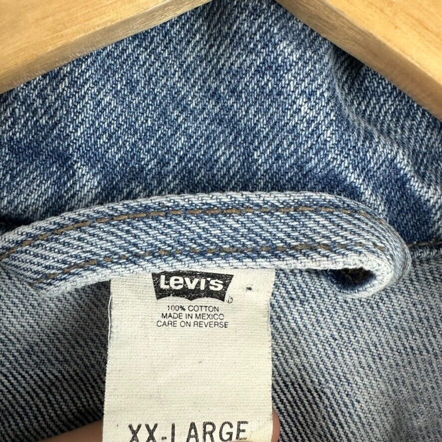VTG LEVIS Men Size 2XL 100% Cotton Denim Blue Jeans Trucker Jacket 70507 Faded