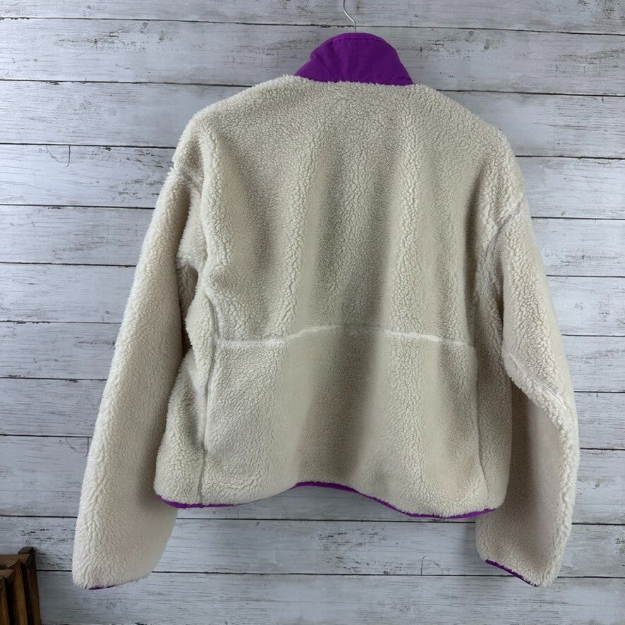 North Face Women Large Extreme Pile Fleece 1/2 Zip Pullover Jacket Crop Cream