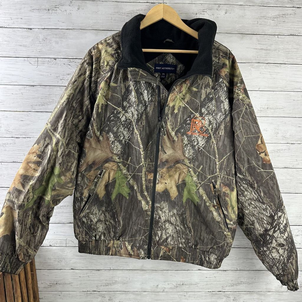 Port Authority Bomber Jacket Mens Size 2XL Green Camouflage Full Zip Collared