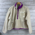 North Face Women Large Extreme Pile Fleece 1/2 Zip Pullover Jacket Crop Cream