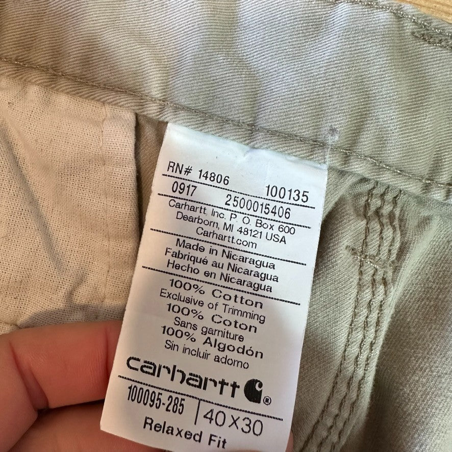 Carhartt Relaxed Fit Work Pants Mens 40x30 Tan Casual Pant