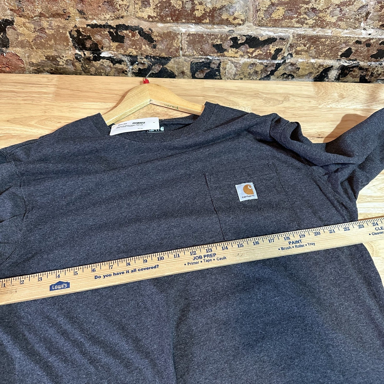 Carhartt T Shirt Mens Large Tall Long Sleeve Workwear Dark Gray Loose Fit