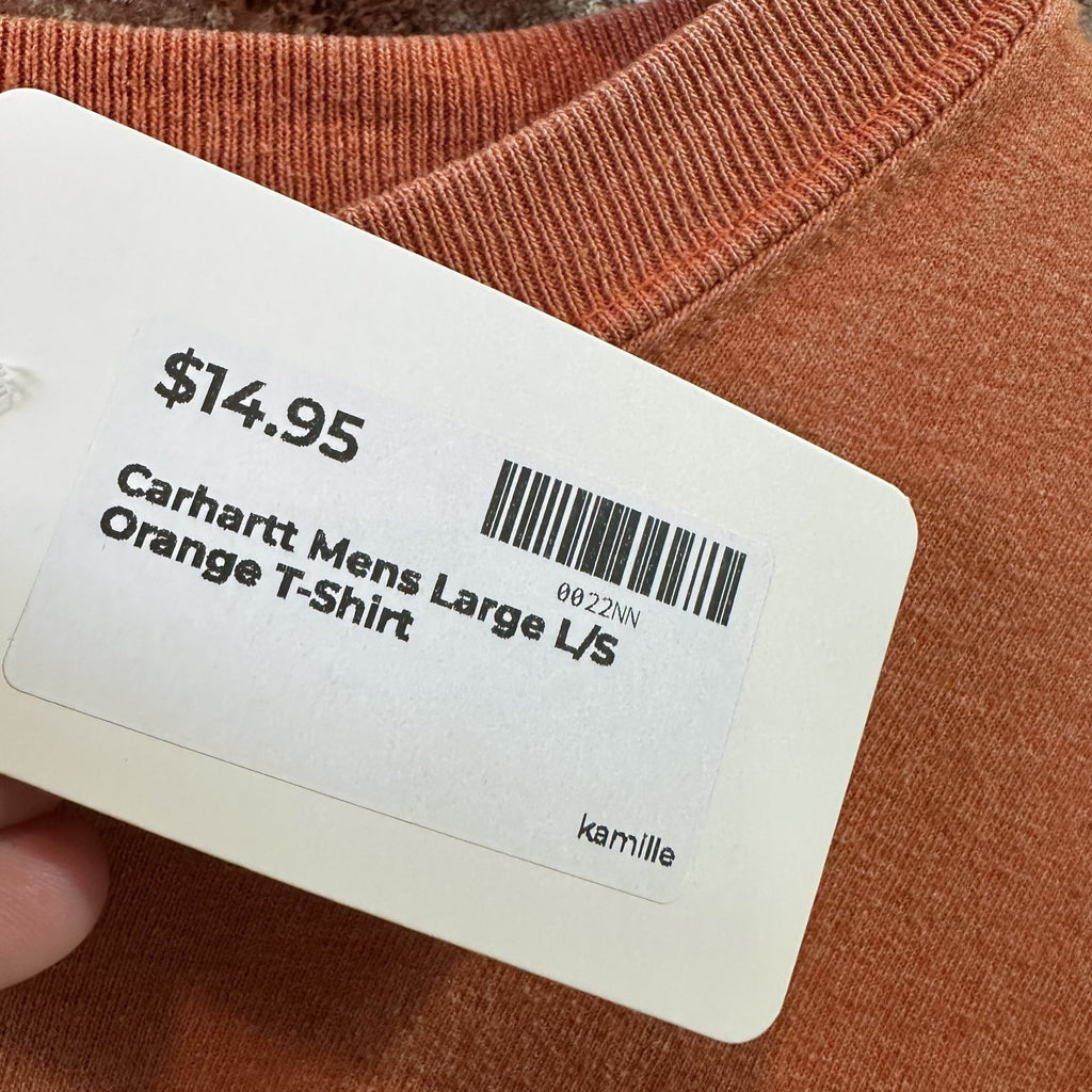 Carhartt T Shirt Mens Large Long Sleeve Workwear Lone Star Texas Orange