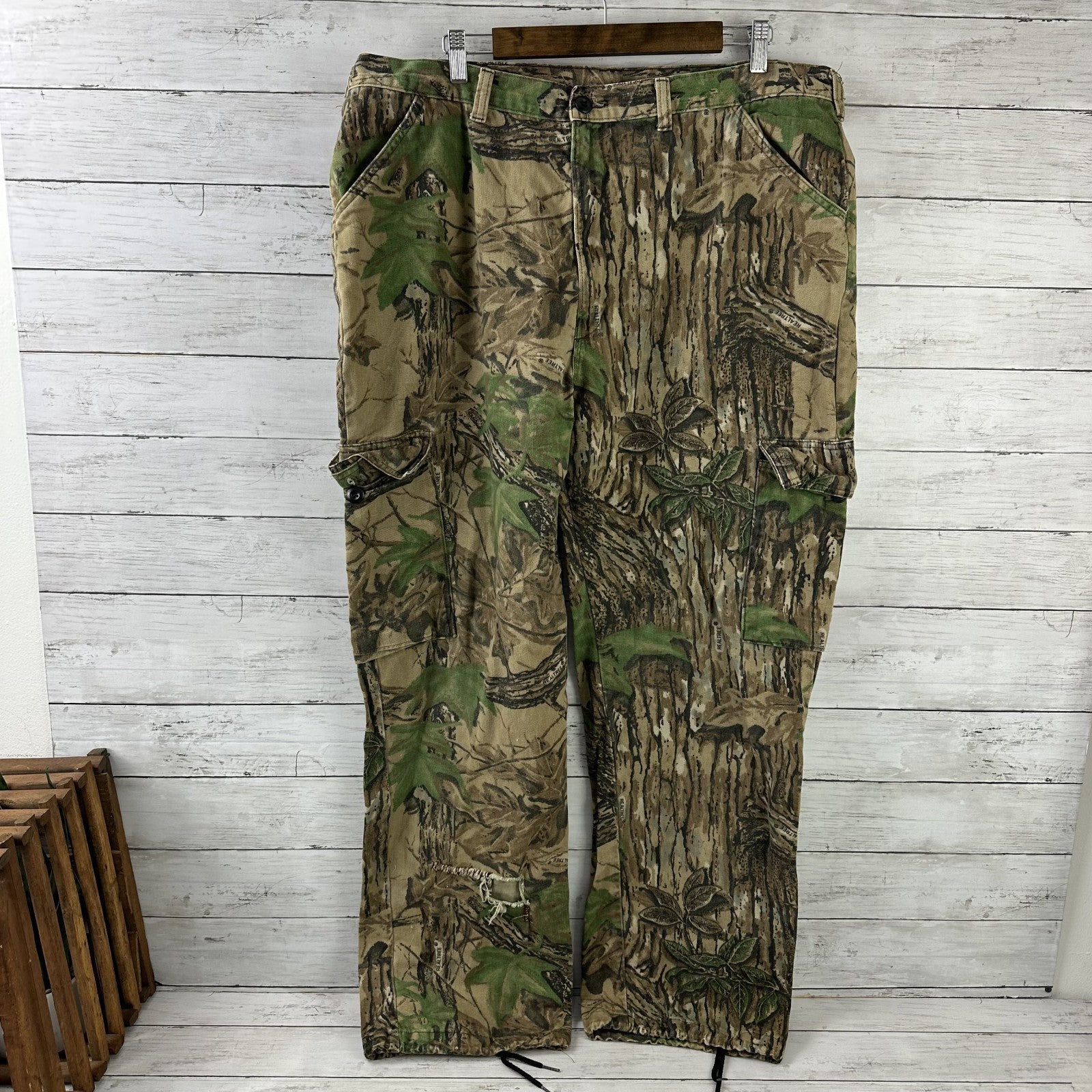 Vintage Duxbak Cargo Pants Men's XL Realtree Camo USA (41x30.5) Hunting Outdoor