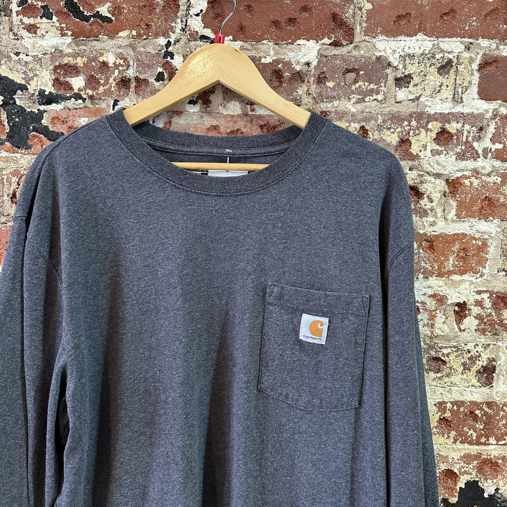Carhartt T Shirt Mens Large Tall Long Sleeve Workwear Dark Gray Loose Fit