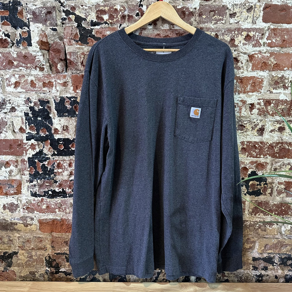 Carhartt T Shirt Mens Large Tall Long Sleeve Workwear Dark Gray Loose Fit