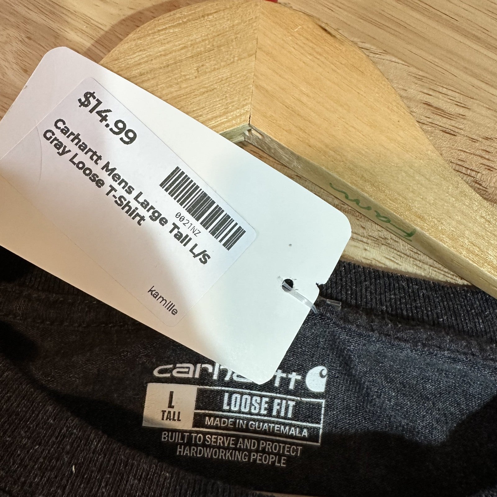 Carhartt T Shirt Mens Large Tall Long Sleeve Workwear Dark Gray Loose Fit