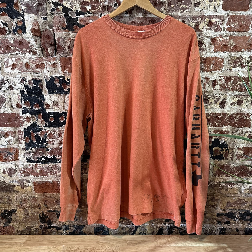 Carhartt T Shirt Mens Large Long Sleeve Workwear Lone Star Texas Orange