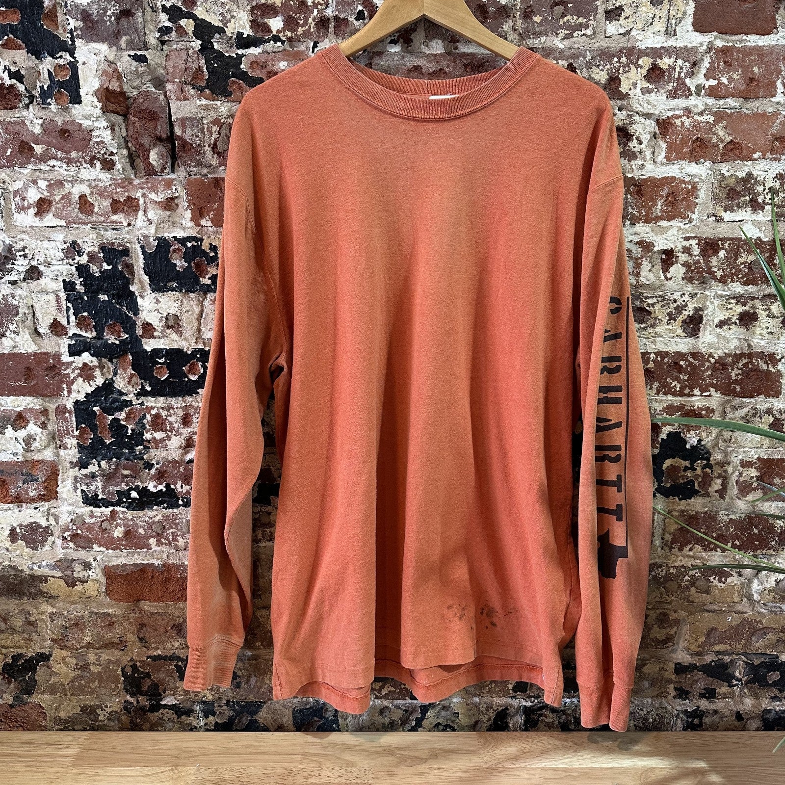 Carhartt T Shirt Mens Large Long Sleeve Workwear Lone Star Texas Orange