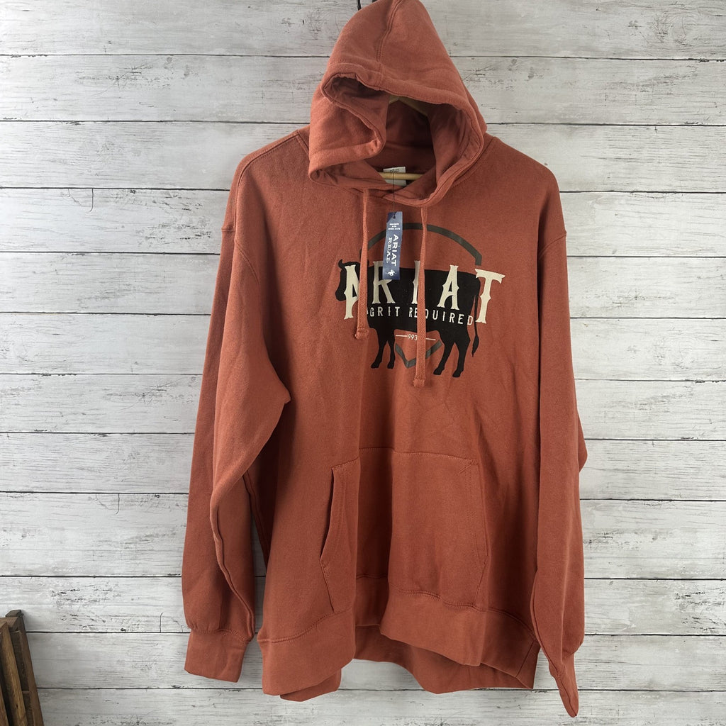 Ariat Ladies R.E.A.L Grit Required Pullover Hoodie Sweater womens Rust 2XL NWT