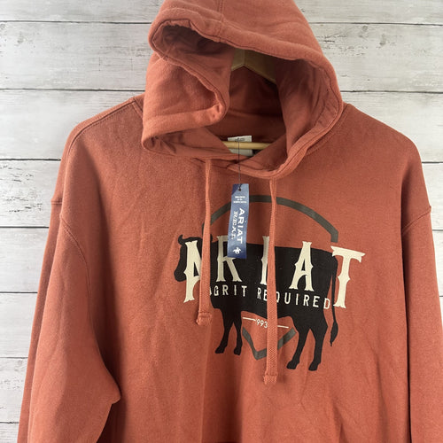 Ariat Ladies R.E.A.L Grit Required Pullover Hoodie Sweater womens Rust 2XL NWT