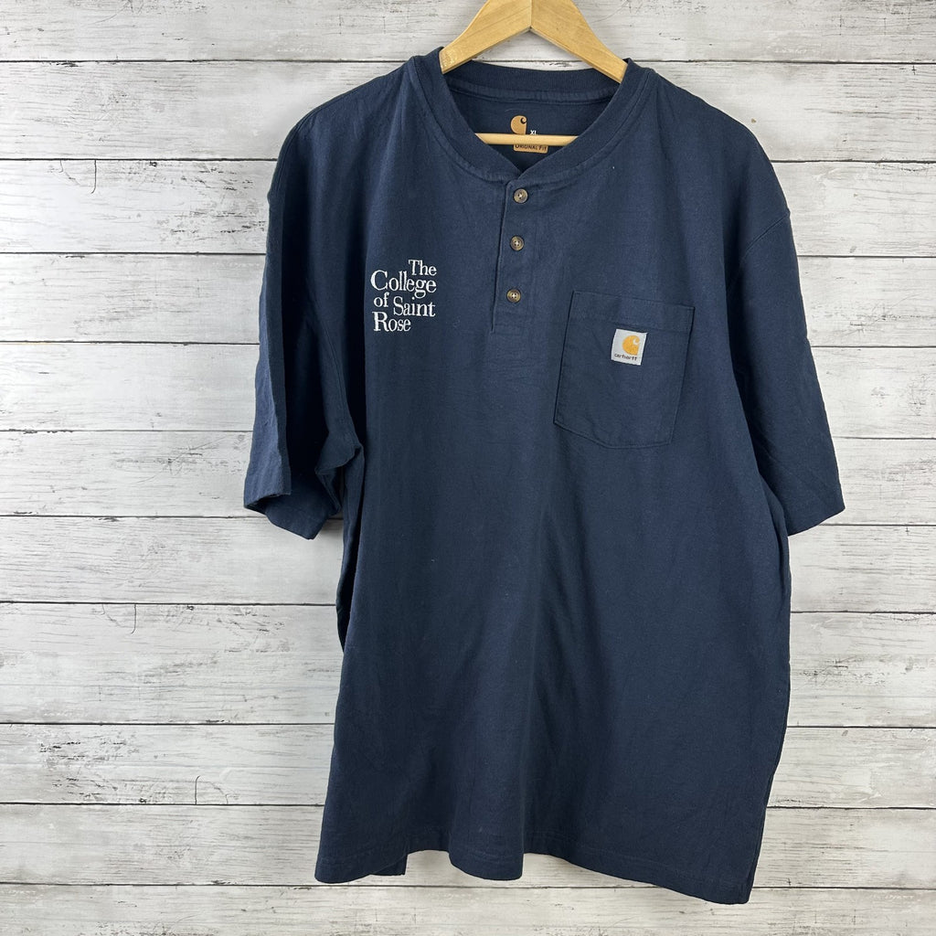 Lot of 9 Carhartt Shirt XL Short Sleeve Pocket Tees Henley Polo Logo Blue gray