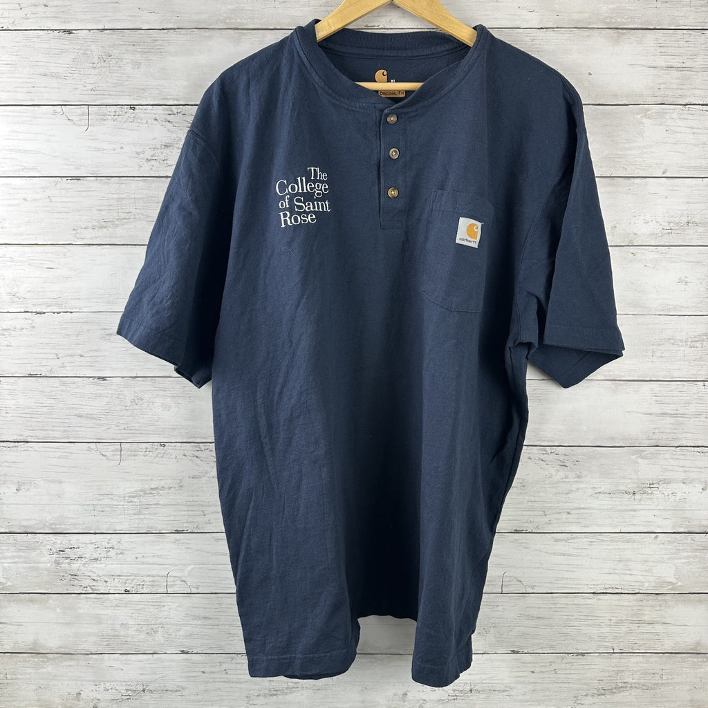 Lot of 9 Carhartt Shirt XL Short Sleeve Pocket Tees Henley Polo Logo Blue gray