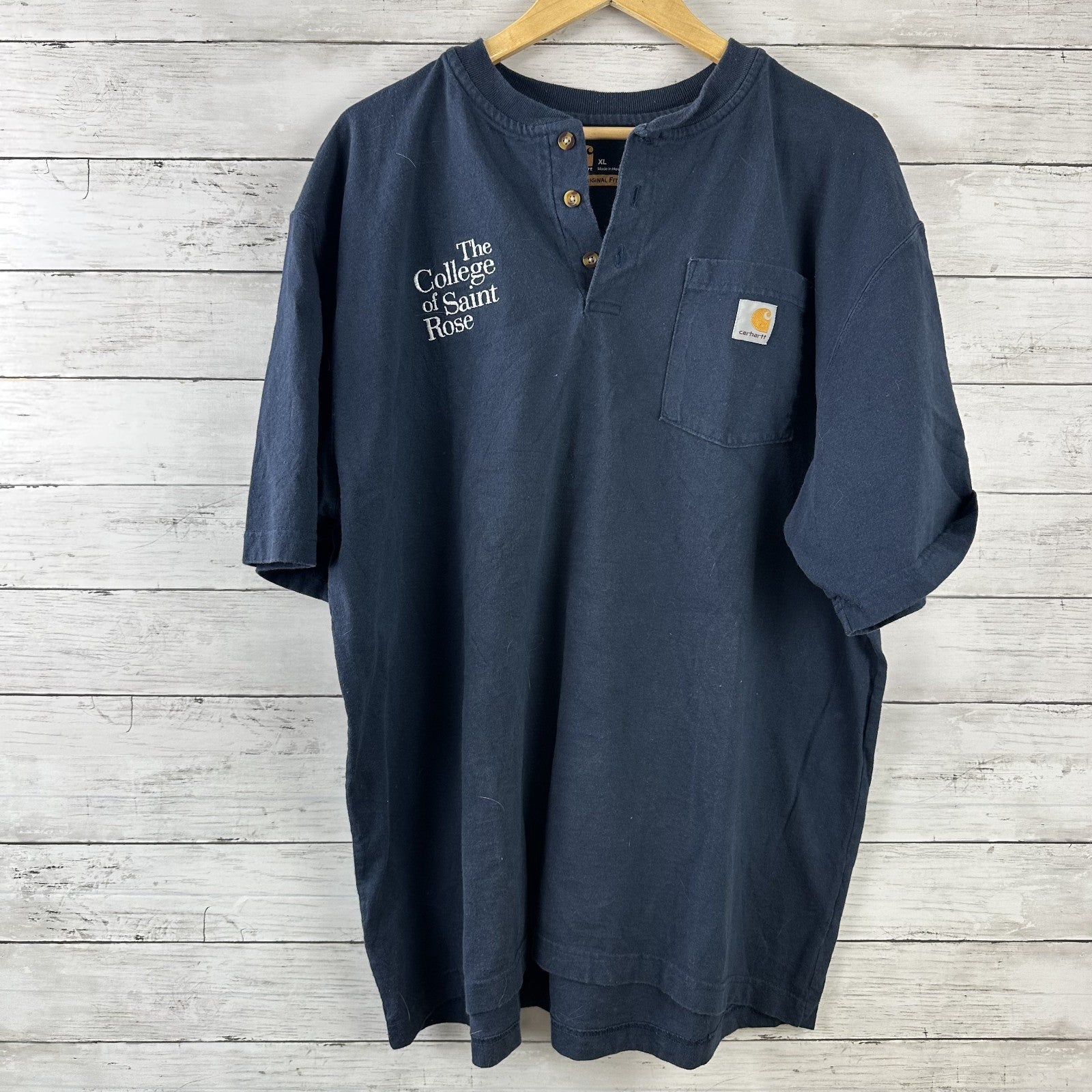 Lot of 9 Carhartt Shirt XL Short Sleeve Pocket Tees Henley Polo Logo Blue gray