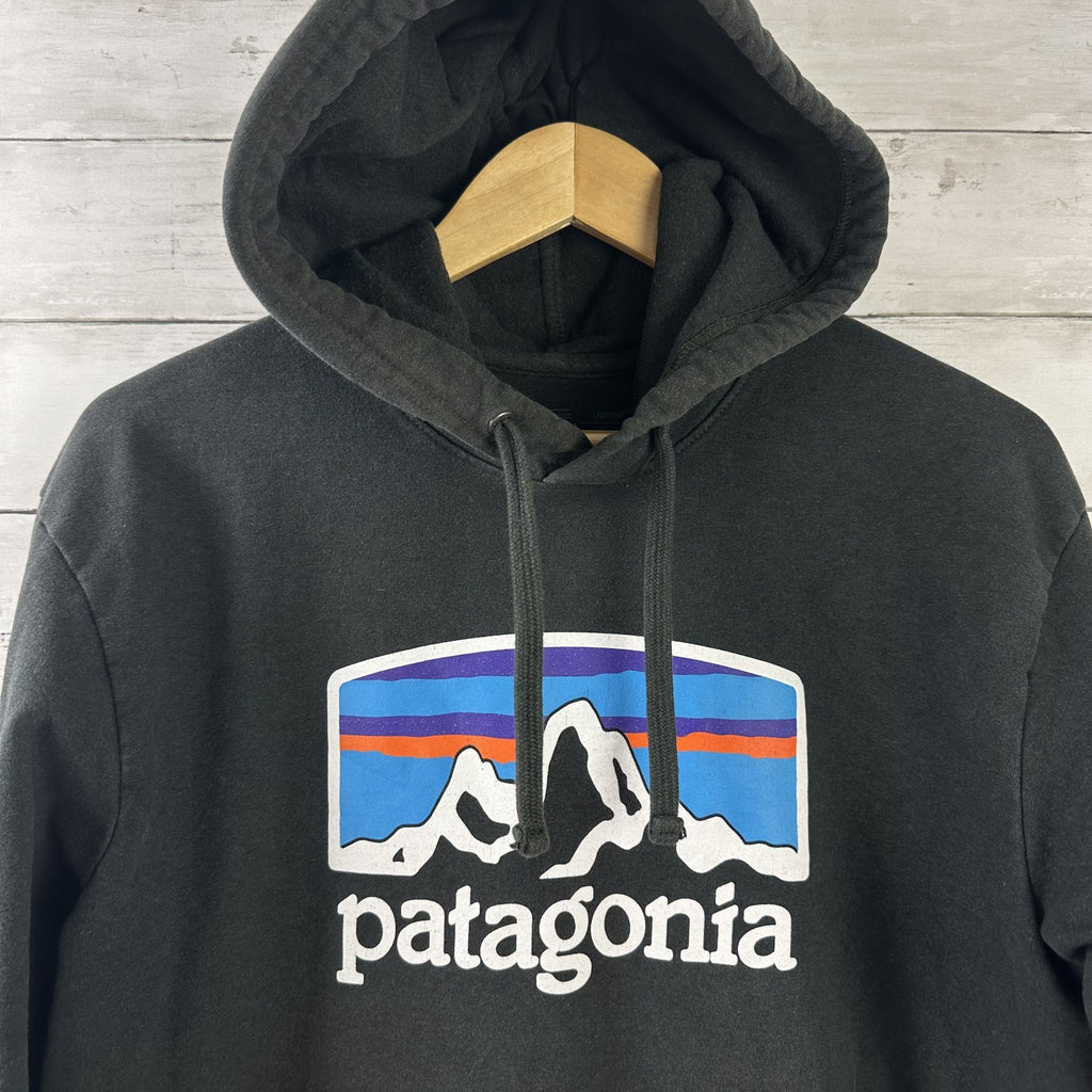 Patagonia Hoodie Mens Medium Black Uprisal Hoodie Mountain logo
