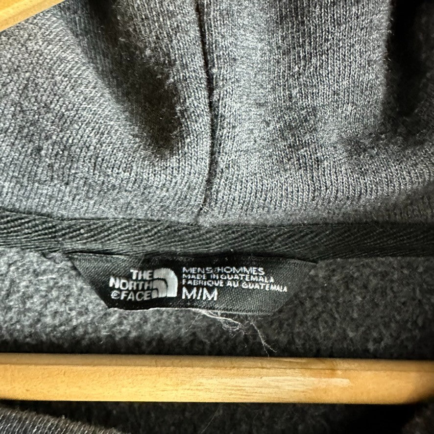 North Face Dark Gray Hoodie Sweatshirt Pullover Sleeve logo Mens Medium Outdoor
