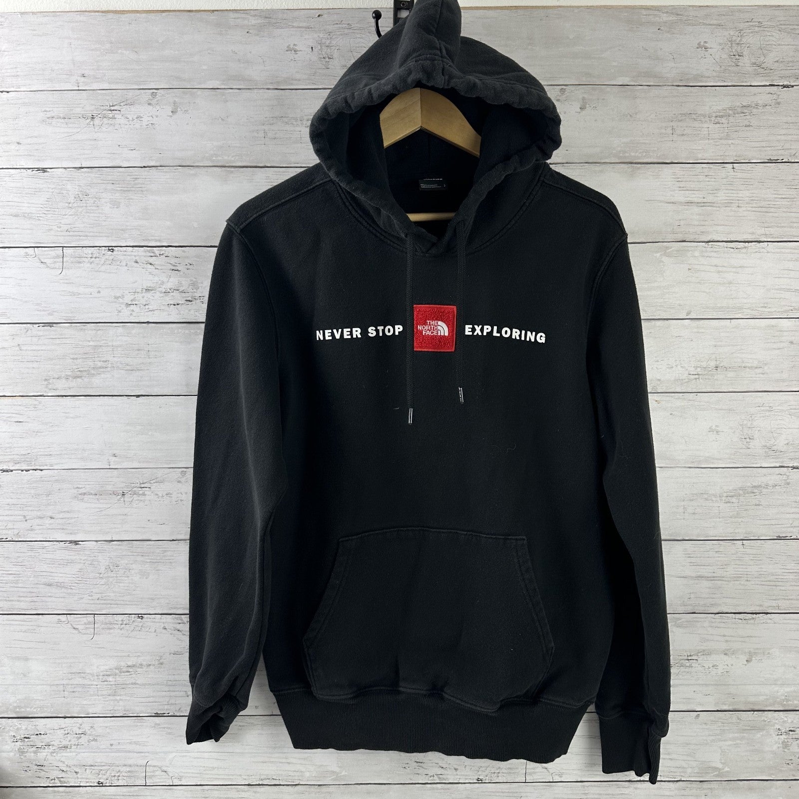 North Face Mens Small Hoodie Sweatshirt Pullover logo Black