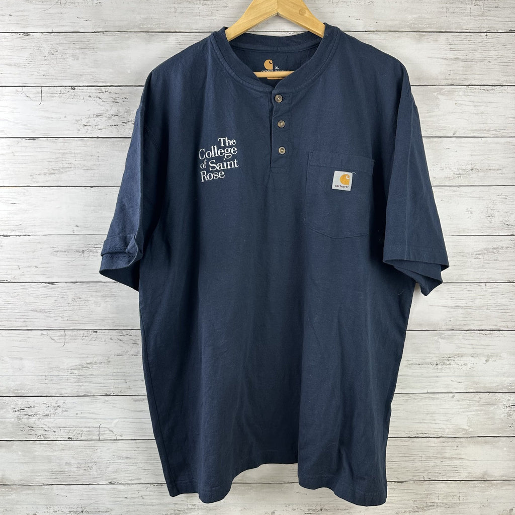 Lot of 9 Carhartt Shirt XL Short Sleeve Pocket Tees Henley Polo Logo Blue gray