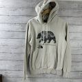North Face Mens Small Hoodie Sweatshirt Pullover Bear logo tan beige