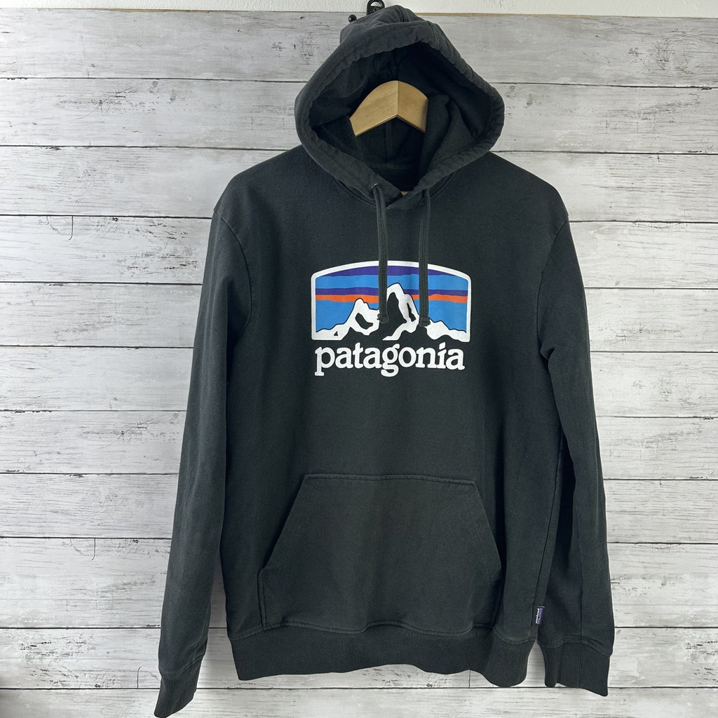 Patagonia Hoodie Mens Medium Black Uprisal Hoodie Mountain logo