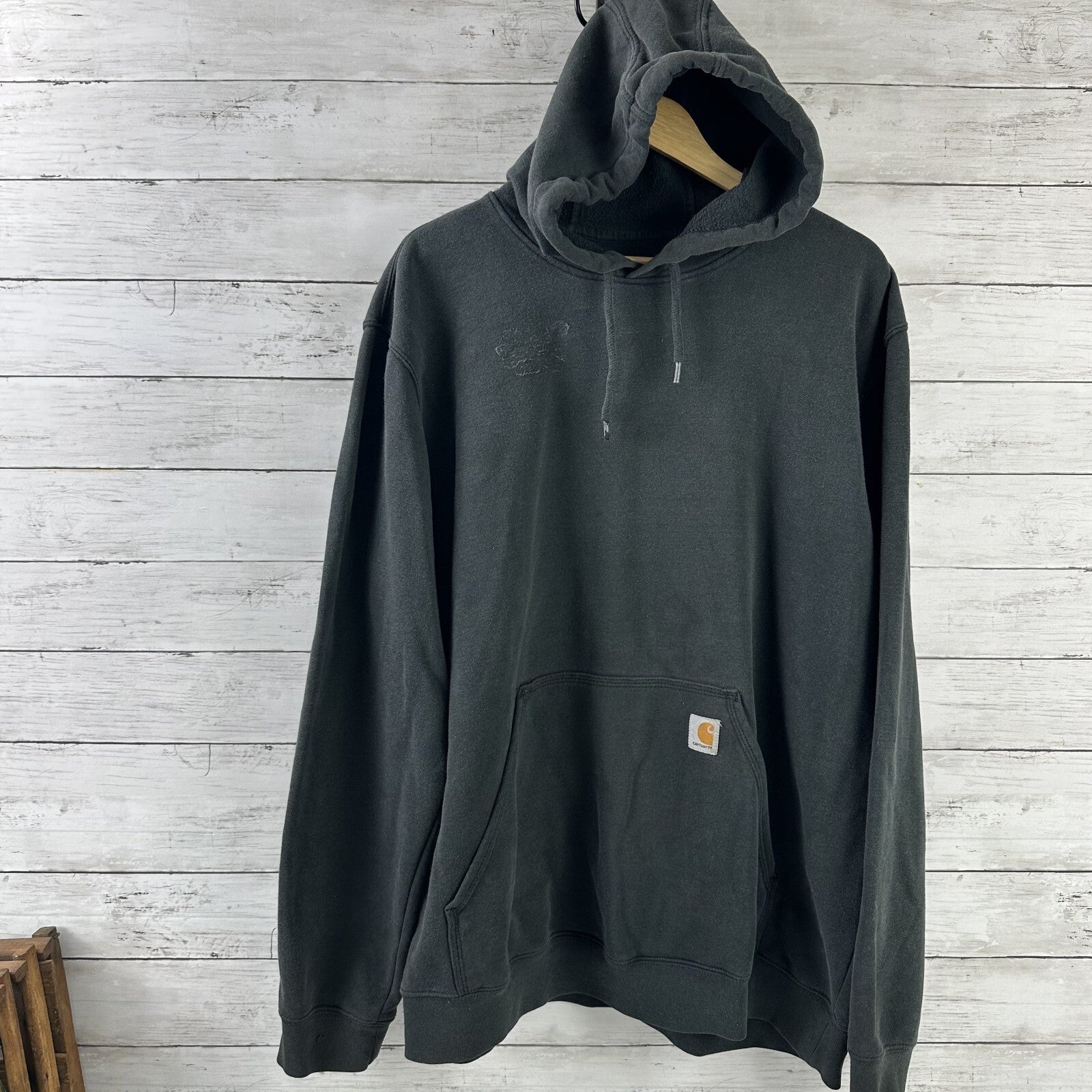 Carhartt Hoodie Sweatshirt Mens XL Tall Black K121 BLK faded