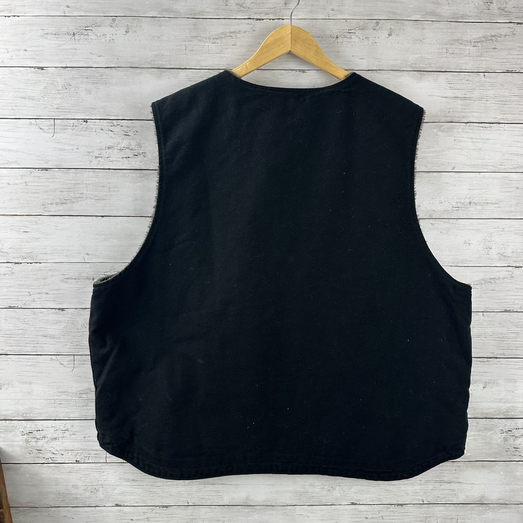 Carhartt Men's Sherpa Lined Black Canvas Vest 2XL Relaxed Fit NWT
